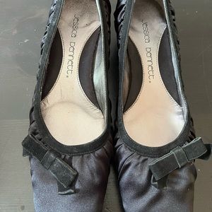 Black Satin Kitten Heels